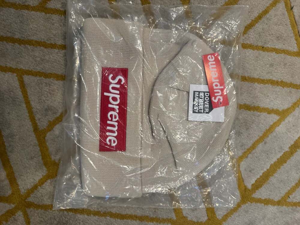 Supreme New Era Box Logo Beanie Stone FW24